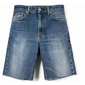 Levi's 514 Shorts Mens 36 Blue Bermuda Cutoff Raw Hem Distressed 5-Pocket